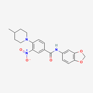 molecular formula C20H21N3O5 B1238998 N-(1,3-苯并二氧杂环戊二烯-5-基)-4-(4-甲基-1-哌啶基)-3-硝基苯甲酰胺 