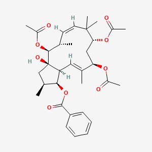 molecular formula C33H44O9 B12389982 [(1S,2S,3aR,4S,5S,6Z,9R,11R,12E,13aS)-4,9,11-triacetyloxy-3a-hydroxy-2,5,8,8,12-pentamethyl-2,3,4,5,9,10,11,13a-octahydro-1H-cyclopenta[12]annulen-1-yl] benzoate 