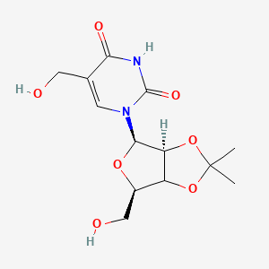 molecular formula C13H18N2O7 B12390022 1-[(3aS,4R,6R)-6-(hydroxymethyl)-2,2-dimethyl-3a,4,6,6a-tetrahydrofuro[3,4-d][1,3]dioxol-4-yl]-5-(hydroxymethyl)pyrimidine-2,4-dione 