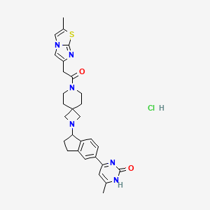 6-methyl-4-[1-[7-[2-(2-methylimidazo[2,1-b][1,3]thiazol-6-yl)acetyl]-2,7-diazaspiro[3.5]nonan-2-yl]-2,3-dihydro-1H-inden-5-yl]-1H-pyrimidin-2-one;hydrochloride