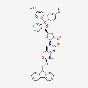 molecular formula C46H43N3O8 B12390140 9H-fluoren-9-ylmethyl N-[1-[(2R,5R)-5-[[bis(4-methoxyphenyl)-phenylmethoxy]methyl]-3-hydroxyoxolan-2-yl]-5-methyl-2-oxopyrimidin-4-yl]carbamate 