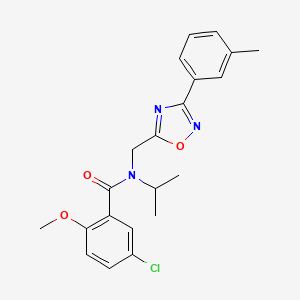 molecular formula C21H22ClN3O3 B1239018 5-chloro-2-methoxy-N-[[3-(3-methylphenyl)-1,2,4-oxadiazol-5-yl]methyl]-N-propan-2-ylbenzamide 