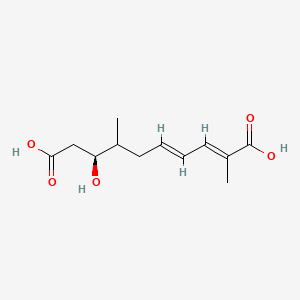 molecular formula C12H18O5 B12390310 (2E,4E)-8-Hydroxy-2,7-dimethyl-decadien-(2,4)-disaeure-(1,10)-dioic acid 