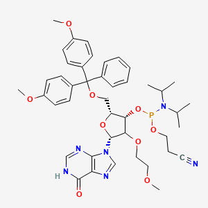 molecular formula C43H53N6O9P B12390316 3-[[(2R,3S,5R)-2-[[bis(4-methoxyphenyl)-phenylmethoxy]methyl]-4-(2-methoxyethoxy)-5-(6-oxo-1H-purin-9-yl)oxolan-3-yl]oxy-[di(propan-2-yl)amino]phosphanyl]oxypropanenitrile 