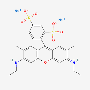 Disodium;4-[3-(ethylamino)-6-ethylazaniumylidene-2,7-dimethylxanthen-9-yl]benzene-1,3-disulfonate