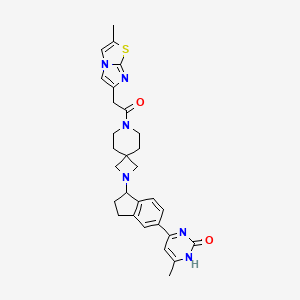 molecular formula C29H32N6O2S B12390335 6-methyl-4-[1-[7-[2-(2-methylimidazo[2,1-b][1,3]thiazol-6-yl)acetyl]-2,7-diazaspiro[3.5]nonan-2-yl]-2,3-dihydro-1H-inden-5-yl]-1H-pyrimidin-2-one 