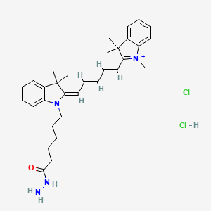 molecular formula C32H42Cl2N4O B12390342 6-[(2E)-3,3-dimethyl-2-[(2E,4E)-5-(1,3,3-trimethylindol-1-ium-2-yl)penta-2,4-dienylidene]indol-1-yl]hexanehydrazide;chloride;hydrochloride 