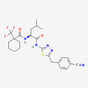 molecular formula C24H28F3N5O2S B12390371 (S)-N-(1-((5-(4-Cyanobenzyl)-1,3,4-thiadiazol-2-yl)amino)-4-methyl-1-oxopentan-2-yl)-1-(trifluoromethyl)cyclohexane-1-carboxamide 