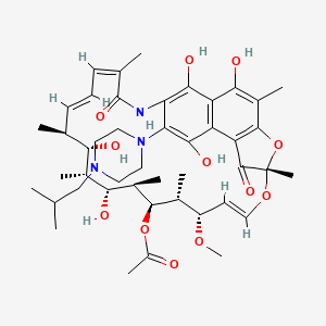 molecular formula C45H63N3O12 B1239047 3-(4-Isobutyl-1-piperazinyl)rifamycin CAS No. 57184-22-2