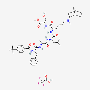 methyl (2S)-2-[[(2S)-6-[2-bicyclo[2.2.1]heptanyl(methyl)amino]-2-[[(2S)-2-[[(2S)-2-[[(2S)-2-[(4-tert-butylbenzoyl)amino]-3-phenylpropanoyl]amino]propanoyl]amino]-4-methylpentanoyl]amino]hexanoyl]amino]-3-hydroxypropanoate;2,2,2-trifluoroacetic acid