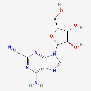 molecular formula C11H12N6O4 B12390568 6-amino-9-[(2R,3S,5R)-3,4-dihydroxy-5-(hydroxymethyl)oxolan-2-yl]purine-2-carbonitrile 