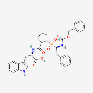 molecular formula C33H36N3O7P B12390844 (2S)-2-[[2-[hydroxy-[(1R)-2-phenyl-1-(phenylmethoxycarbonylamino)ethyl]phosphoryl]cyclopentanecarbonyl]amino]-3-(1H-indol-3-yl)propanoic acid 