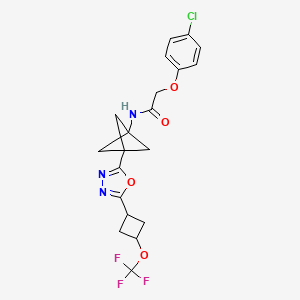 2-(4-chlorophenoxy)-N-[3-[5-[3-(trifluoromethoxy)cyclobutyl]-1,3,4-oxadiazol-2-yl]-1-bicyclo[1.1.1]pentanyl]acetamide