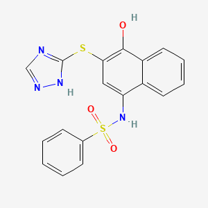 molecular formula C18H14N4O3S2 B12390951 N-[4-hydroxy-3-(1H-1,2,4-triazol-3-ylthio)-1-naphthyl]benzenesulfonamide 