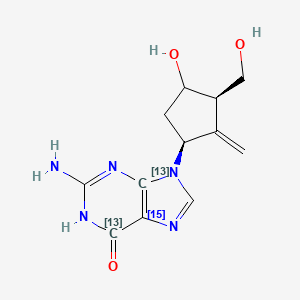 molecular formula C12H15N5O3 B12391128 2-amino-9-[(1S,3R)-4-hydroxy-3-(hydroxymethyl)-2-methylidenecyclopentyl]-1H-purin-6-one 