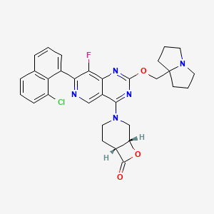 molecular formula C31H29ClFN5O3 B12391226 (1R,6R)-3-(7-(8-chloronaphthalen-1-yl)-8-fluoro-2-((tetrahydro-1H-pyrrolizin-7a(5H)-yl)methoxy)pyrido[4,3-d]pyrimidin-4-yl)-8-oxa-3-azabicyclo[4.2.0]octan-7-one 