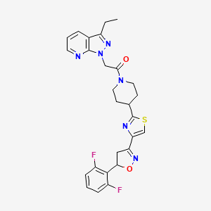 molecular formula C27H26F2N6O2S B12391466 1-[4-[4-[5-(2,6-Difluorophenyl)-4,5-dihydro-1,2-oxazol-3-yl]-1,3-thiazol-2-yl]piperidin-1-yl]-2-(3-ethylpyrazolo[3,4-b]pyridin-1-yl)ethanone 