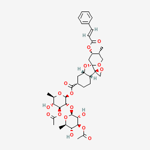 molecular formula C40H52O17 B1239162 3-O-Acetyl-2-O-(3-O-Acetyl-6-Deoxy-Beta-D-Glucopyranosyl)-6-Deoxy-1-O-{[(2r,2's,3a'r,4''s,5''r,6's,7a's)-5''-Methyl-4''-{[(2e)-3-Phenylprop-2-Enoyl]oxy}decahydrodispiro[oxirane-2,3'-[1]benzofuran-2',2''-Pyran]-6'-Yl]carbonyl}-Beta-D-Glucopyranose 