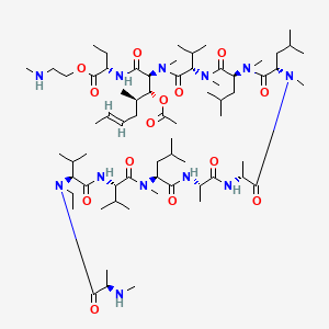 2-(methylamino)ethyl (2S)-2-[[(E,2S,3R,4R)-3-acetyloxy-2-[[(2S)-2-[[(2S)-2-[[(2S)-2-[[(2R)-2-[[(2S)-2-[[(2S)-2-[[(2S)-2-[[(2S)-2-[ethyl-[(2R)-2-(methylamino)propanoyl]amino]-3-methylbutanoyl]amino]-3-methylbutanoyl]-methylamino]-4-methylpentanoyl]amino]propanoyl]amino]propanoyl]-methylamino]-4-methylpentanoyl]-methylamino]-4-methylpentanoyl]-methylamino]-3-methylbutanoyl]-methylamino]-4-methyloct-6-enoyl]amino]butanoate