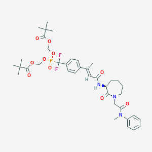 molecular formula C38H50F2N3O10P B12391667 (S)-(((Difluoro(4-(4-((1-(2-(methyl(phenyl)amino)-2-oxoethyl)-2-oxoazepan-3-yl)amino)-4-oxobut-2-en-2-yl)phenyl)methyl)phosphoryl)bis(oxy))bis(methylene) bis(2,2-dimethylpropanoate) 