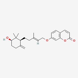 molecular formula C24H30O4 B1239168 7-[(E)-5-[(1S,3R)-3-hydroxy-2,2-dimethyl-6-methylidenecyclohexyl]-3-methylpent-2-enoxy]chromen-2-one 