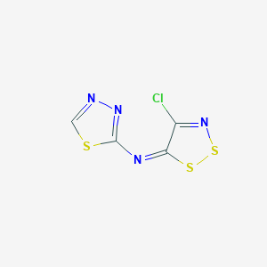 molecular formula C4HClN4S3 B1239179 (E)-4-氯-N-(1,3,4-噻二唑-2-基)二噻唑-5-亚胺 