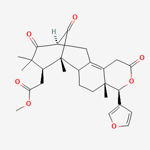 molecular formula C27H32O7 B1239183 methyl 2-[(1R,5R,6R,13S,16S)-6-(furan-3-yl)-1,5,15,15-tetramethyl-8,14,17-trioxo-7-oxatetracyclo[11.3.1.02,11.05,10]heptadec-10-en-16-yl]acetate 