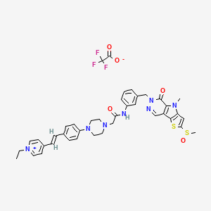 2-[4-[4-[(E)-2-(1-ethylpyridin-1-ium-4-yl)ethenyl]phenyl]piperazin-1-yl]-N-[3-[(7-methyl-4-methylsulfinyl-9-oxo-3-thia-7,10,11-triazatricyclo[6.4.0.02,6]dodeca-1(8),2(6),4,11-tetraen-10-yl)methyl]phenyl]acetamide;2,2,2-trifluoroacetate