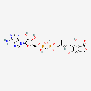 molecular formula C26H33N5O13P2 B1239204 [(2R,3S,4R,5R)-5-(6-aminopurin-9-yl)-3,4-dihydroxy-tetrahydrofuran-2-yl]methoxy-[[hydroxy-[(E)-4-(4-hydroxy-6-methoxy-7-methyl-3-oxo-1H-isobenzofuran-5-yl)-2-methyl-but-2-enoxy]phosphoryl]methyl]phosphinic acid 
