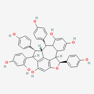 molecular formula C42H34O9 B12392064 (1R,2R,3R,9S,10R,17S)-3-(2,4-dihydroxyphenyl)-2,9,17-tris(4-hydroxyphenyl)-8-oxapentacyclo[8.7.2.04,18.07,19.011,16]nonadeca-4(18),5,7(19),12,14-pentaene-5,13,15-triol 