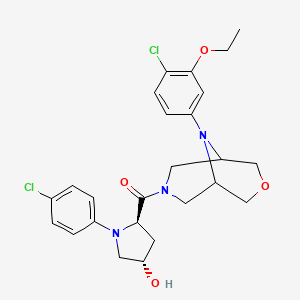 molecular formula C25H29Cl2N3O4 B12392076 [9-(4-chloro-3-ethoxyphenyl)-3-oxa-7,9-diazabicyclo[3.3.1]nonan-7-yl]-[(2R,4S)-1-(4-chlorophenyl)-4-hydroxypyrrolidin-2-yl]methanone 