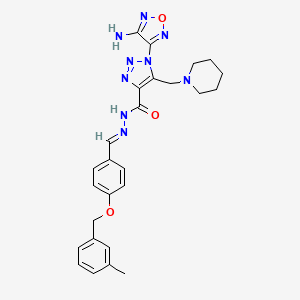 molecular formula C26H29N9O3 B1239213 1-(4-amino-1,2,5-oxadiazol-3-yl)-N'-[(E)-{4-[(3-methylbenzyl)oxy]phenyl}methylidene]-5-(piperidin-1-ylmethyl)-1H-1,2,3-triazole-4-carbohydrazide 