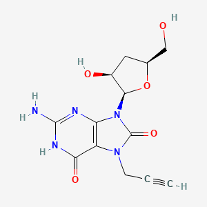 molecular formula C13H15N5O5 B12392143 2-amino-9-[(2R,3S,5S)-3-hydroxy-5-(hydroxymethyl)oxolan-2-yl]-7-prop-2-ynyl-1H-purine-6,8-dione 