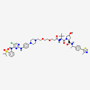 (2S,4R)-1-[(2S)-2-[3-[2-[2-[4-[4-[[5-chloro-4-(2-propan-2-ylsulfonylanilino)pyrimidin-2-yl]amino]phenyl]piperazin-1-yl]ethoxy]ethoxy]propanoylamino]-3,3-dimethylbutanoyl]-4-hydroxy-N-[(1S)-1-[4-(4-methyl-1,3-thiazol-5-yl)phenyl]ethyl]pyrrolidine-2-carboxamide