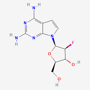molecular formula C11H14FN5O3 B1239222 (2R,3R,4S,5R)-5-(2,4-diaminopyrrolo[2,3-d]pyrimidin-7-yl)-4-fluoro-2-(hydroxymethyl)tetrahydrofuran-3-ol 