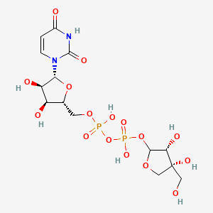 molecular formula C14H22N2O16P2 B1239232 [(3R,4R)-3,4-二羟基-4-(羟甲基)氧杂环-2-基] [[(2R,3S,4R,5R)-5-(2,4-二氧嘧啶-1-基)-3,4-二羟基氧杂环-2-基]甲氧基-羟基磷酸基] 氢磷酸 