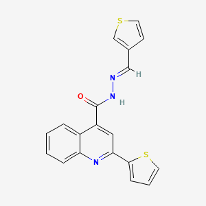 molecular formula C19H13N3OS2 B1239235 2-thiophen-2-yl-N-[(E)-thiophen-3-ylmethylideneamino]quinoline-4-carboxamide 