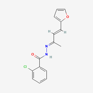 molecular formula C15H13ClN2O2 B1239241 2-chloro-N-[(E)-[(E)-4-(furan-2-yl)but-3-en-2-ylidene]amino]benzamide 