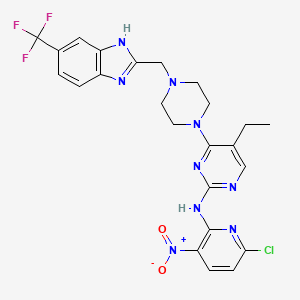 molecular formula C24H23ClF3N9O2 B12392412 N-(6-chloro-3-nitropyridin-2-yl)-5-ethyl-4-[4-[[6-(trifluoromethyl)-1H-benzimidazol-2-yl]methyl]piperazin-1-yl]pyrimidin-2-amine 