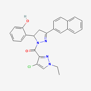molecular formula C25H21ClN4O2 B1239244 (4-氯-1-乙基-3-吡唑基)-[3-(2-羟基苯基)-5-(2-萘基)-3,4-二氢吡唑-2-基]甲苯酮 