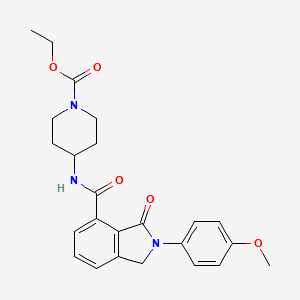 molecular formula C24H27N3O5 B1239257 4-[[[2-(4-甲氧基苯基)-3-氧代-1H-异吲哚-4-基]-氧甲基]氨基]-1-哌啶甲酸乙酯 