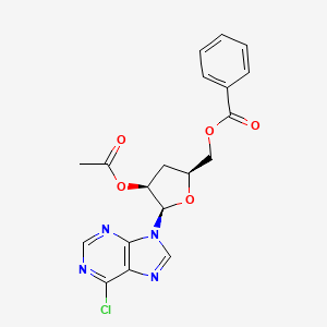 molecular formula C19H17ClN4O5 B12392631 9-(2'-O-Acetyl-5'-O-benzoyl-3'-deoxy-beta-D-ribofuranosyl)-6-chloropurine 