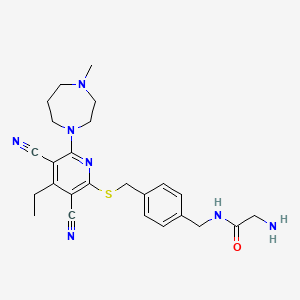 molecular formula C25H31N7OS B12392862 N-{[4-({[3,5-dicyano-4-ethyl-6-(4-methyl-1,4-diazepan-1-yl)pyridin-2-yl]sulfanyl}methyl)phenyl]methyl}glycinamide 