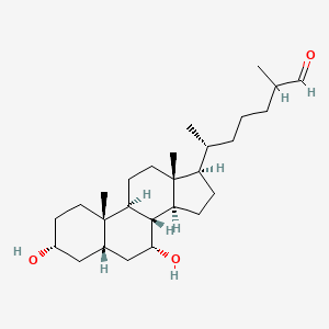 molecular formula C27H46O3 B1239300 3α,7α-二羟基-5β-胆甾-26-醛 