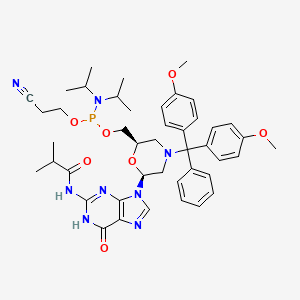 molecular formula C44H55N8O7P B12393025 N-[9-[(2S,6R)-4-[bis(4-methoxyphenyl)-phenylmethyl]-6-[[2-cyanoethoxy-[di(propan-2-yl)amino]phosphanyl]oxymethyl]morpholin-2-yl]-6-oxo-1H-purin-2-yl]-2-methylpropanamide 