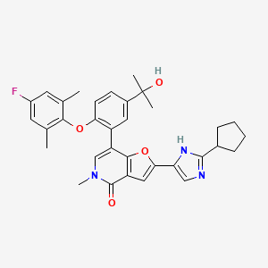 2-(2-cyclopentyl-1~{H}-imidazol-5-yl)-7-[2-(4-fluoranyl-2,6-dimethyl-phenoxy)-5-(2-oxidanylpropan-2-yl)phenyl]-5-methyl-furo[3,2-c]pyridin-4-one