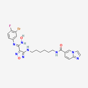 molecular formula C23H24BrFN8O3 B12393056 N-[6-[[4-[N'-(3-bromo-4-fluorophenyl)-N-hydroxycarbamimidoyl]-1,2,5-oxadiazol-3-yl]amino]hexyl]imidazo[1,2-a]pyridine-6-carboxamide 