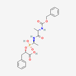 B1239312 O-(((1r)-((N-Phenylmethoxycarbonyl-L-Alanyl)amino)ethyl)hydroxyphosphono)-L-Benzylacetic Acid CAS No. 127305-92-4