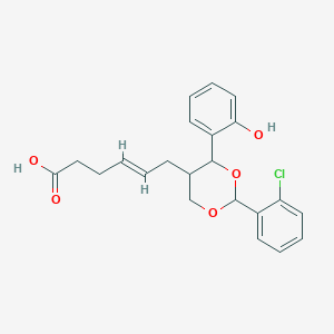 molecular formula C22H23ClO5 B1239320 (E)-6-[2-(2-chlorophenyl)-4-(2-hydroxyphenyl)-1,3-dioxan-5-yl]hex-4-enoic acid 