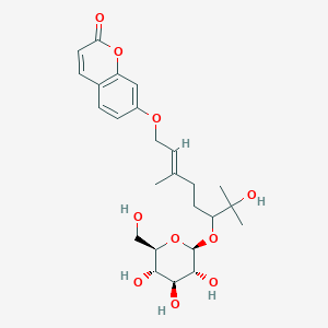 molecular formula C25H34O10 B12393257 7-[(E)-7-hydroxy-3,7-dimethyl-6-[(2S,3R,4S,5S,6R)-3,4,5-trihydroxy-6-(hydroxymethyl)oxan-2-yl]oxyoct-2-enoxy]chromen-2-one 